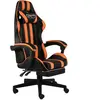 Fauteuil de jeux vidéo et repose-pied Noir et orange Similicuir
