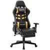 vidaXL Chaise de jeu avec repose-pied Noir et doré Cuir artificiel