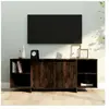 vidaXL Meuble TV chêne fumé 130x35x50 cm bois d'ingénierie