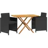vidaXL Ensemble de salle à manger de jardin avec coussins 3 pcs Noir