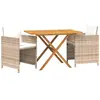 vidaXL Ensemble à manger de jardin 3 pcs avec coussins Beige