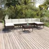 vidaXL Salon de jardin 8 pcs avec coussins Résine tressée Marron