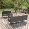 vidaXL Salon de jardin 6 pcs avec coussins Résine tressée Gris