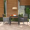 vidaXL Mobilier à dîner de jardin et coussins 3pcs Résine tressée Gris