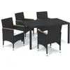 Vidaxl ensemble à dîner de jardin avec coussins 5 pcs poly rotin noir