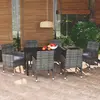 vidaXL Mobilier à dîner de jardin et coussins 7pcs Résine tressée Gris