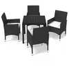 vidaXL Ensemble à dîner de jardin avec coussins 5 pcs poly rotin noir