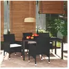 vidaXL Ensemble à dîner de jardin avec coussins 5 pcs poly rotin noir
