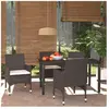 vidaXL Meubles à dîner de jardin et coussins 5 pcs Poly rotin Marron