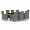 vidaXL Mobilier à dîner de jardin 9pcs et coussins Résine tressée Gris