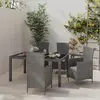 vidaXL Ensemble à manger d'extérieur 5pcs coussins résine tressée gris