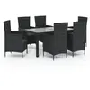 vidaXL Salon de jardin 7 pcs avec coussins résine tressée noir