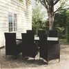 vidaXL Salon de jardin 7 pcs avec coussins résine tressée noir