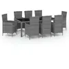 vidaXL Mobilier à dîner de jardin 9pcs et coussins Résine tressée Gris