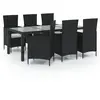 vidaXL Salon de jardin 7 pcs avec coussins résine tressée noir