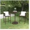 vidaXL Meubles de bar de jardin 3pcs et coussins Résine tressée Marron