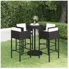 vidaXL Ensemble de bar de jardin 5 pcs et coussins Résine tressée Noir