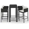 vidaXL Ensemble de bar de jardin 5 pcs et coussins Résine tressée Noir
