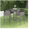 vidaXL Ensemble de bar de jardin 5 pcs et coussins Résine tressée Gris