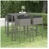 vidaXL Ensemble de bar de jardin 5 pcs et coussins Résine tressée Gris