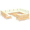 vidaXL Salon de jardin 12 pcs avec coussins crème Bois de pin massif