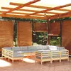 vidaXL Salon de jardin 13 pcs avec coussins gris Bois de pin
