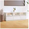 vidaXL Meuble TV Blanc 140x37x50 cm Bois de pin massif