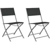 vidaXL Chaises d'extérieur pliables 2 pcs Noir Acier et textilène