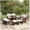 vidaXL Meubles à dîner de jardin et coussins 9 pcs Poly rotin Marron