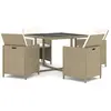 vidaXL Meubles à dîner de jardin et coussins 5 pcs Poly rotin Beige