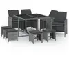 vidaXL Mobilier à dîner de jardin et coussins 9pcs Résine tressée Gris