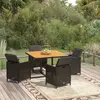 vidaXL Mobilier à dîner de jardin et coussins 5pcs Résine tressée Noir