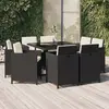 vidaXL Mobilier à dîner de jardin et coussins 9pcs Résine tressée Noir