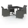 vidaXL Mobilier à dîner de jardin et coussins 5pcs Résine tressée Gris