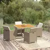 vidaXL Meubles à dîner de jardin 5 pcs et coussins Poly rotin Beige