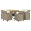vidaXL Meubles à dîner de jardin et coussins 9 pcs Poly rotin Beige