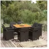 vidaXL Mobilier à dîner de jardin et coussins 9pcs Résine tressée Noir