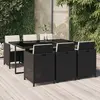 vidaXL Mobilier à dîner de jardin et coussins 7pcs Résine tressée Noir
