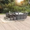 vidaXL Ensemble à dîner de jardin coussins 15 pcs Résine tressée Gris