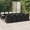 vidaXL Ensemble à dîner de jardin coussins 11 pcs Résine tressée Noir