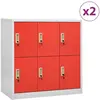 vidaXL Armoires à casiers 2 pcs Gris clair et rouge 90x45x92,5cm Acier