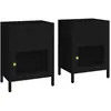 vidaXL Tables de chevet 2 pcs Noir 40x30x54,5 cm Acier et verre