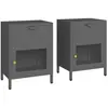 vidaXL Tables de chevet 2 pcs Anthracite 40x30x54,5 cm Acier et verre