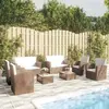 vidaXL Salon de jardin 8 pcs avec coussins Résine tressée Marron