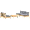 vidaXL Salon de jardin 6 pcs avec coussins gris bois de pin