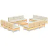 vidaXL Salon de jardin 13 pcs avec coussins crème bois de pin