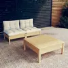vidaXL Salon de jardin 3 pcs avec coussins crème bois de pin