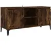 vidaXL Meuble TV avec pieds en métal Chêne fumé 103,5x35x50 cm