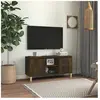 vidaXL Meuble TV avec pieds en bois solide Chêne fumé 103,5x35x50 cm