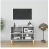 vidaXL Meuble TV avec pieds en bois massif Sonoma gris 69,5x30x50 cm